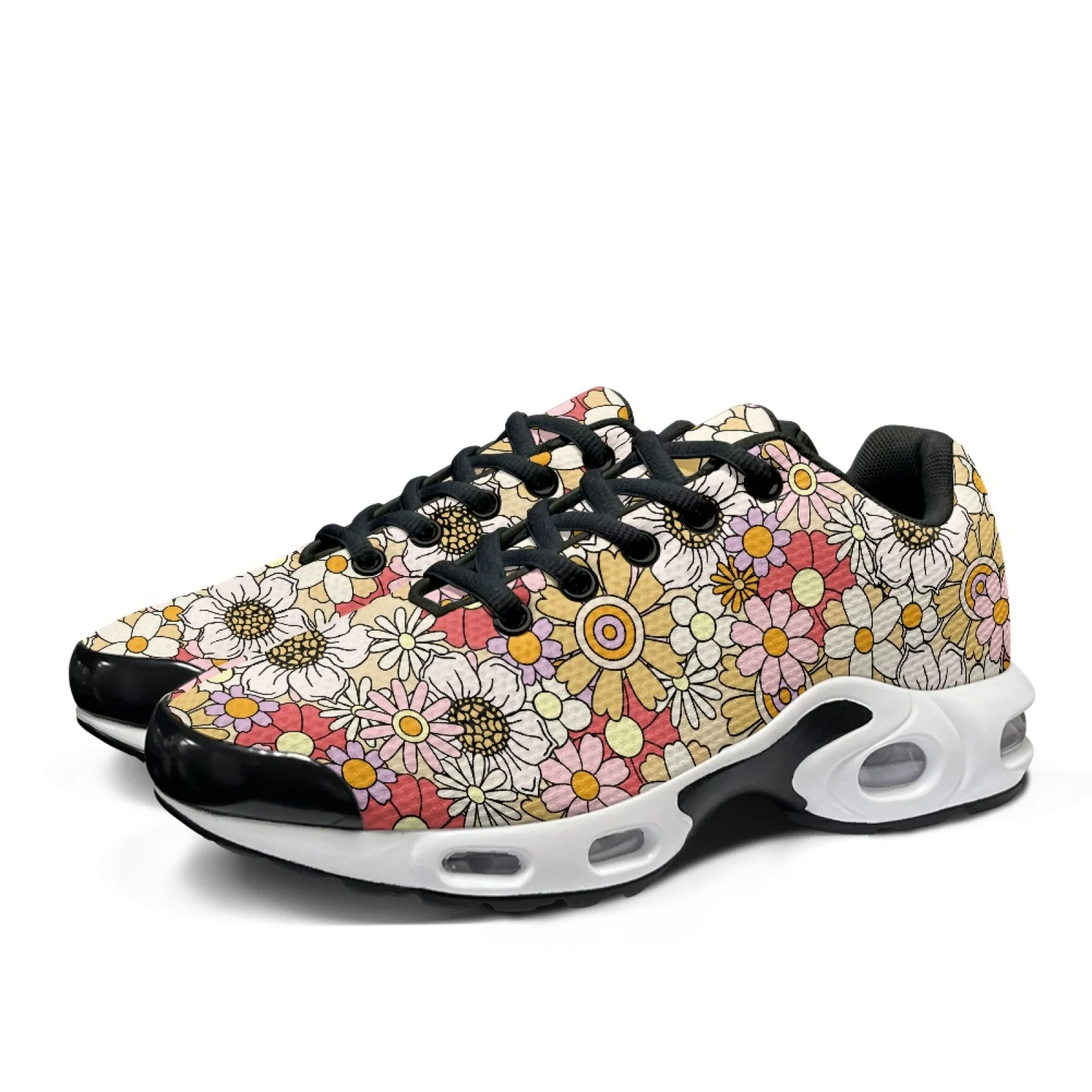 PENSTROLL Air Cushion Mesh Shoes Platform Modern Tennis Basketball Shoes for Camping Men Floral Print