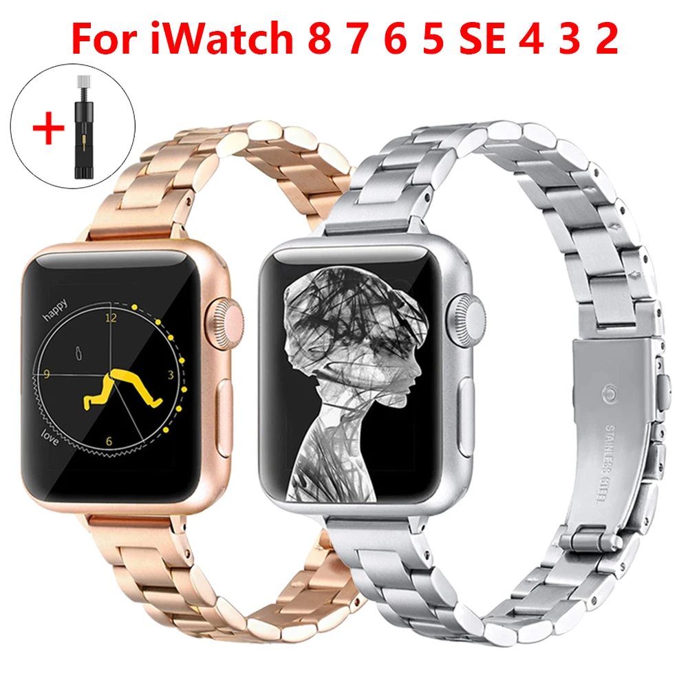 Bracelet for apple watch ultra 49mm 8 7 6 se strap 41mm 45mm 40mm 44mm slim Stainless Steel band for iwatch 5 3 38mm women band