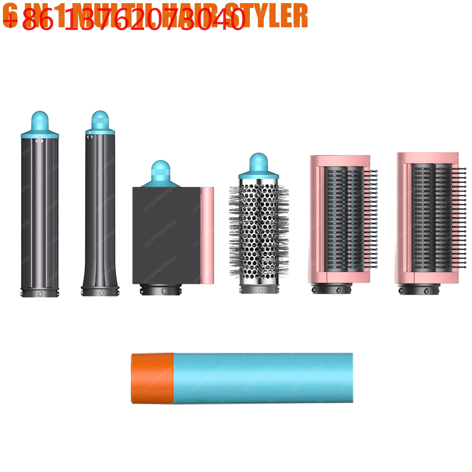 

6 In 1 Multi Styler New Design Hair Dryer Hair Cylinder Comb With 30/40mm Auto Curling Barrel Hot Air Dryer Brush Styling Tool