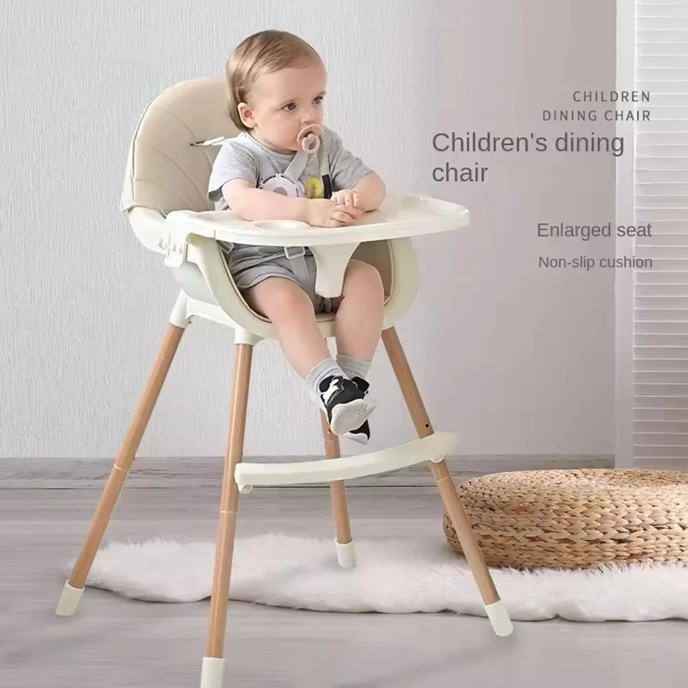 

Convertible Wooden High Chair, High Chairs for Babies and Toddlers, Baby High Chair with Adjustable Legs & Dishwasher Safe Tray