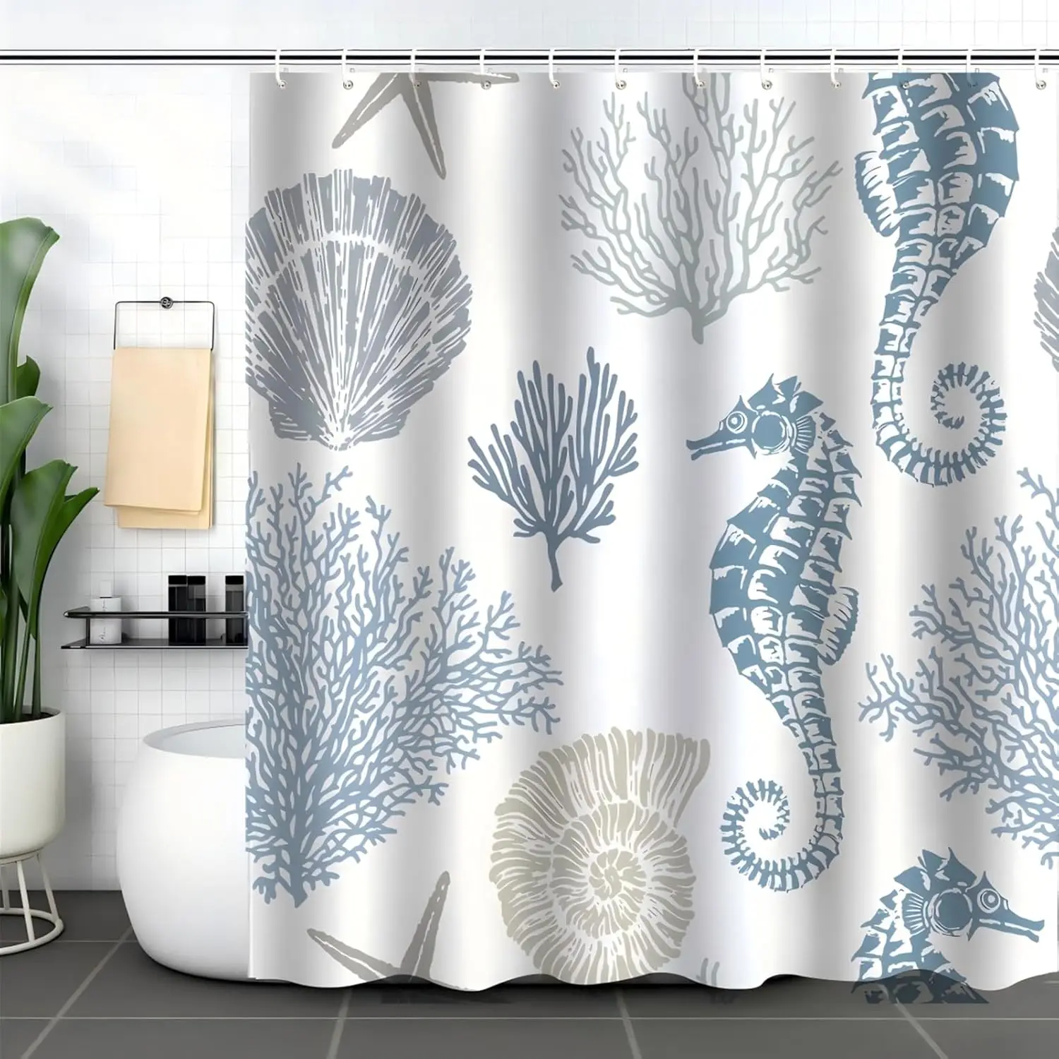 

Прибрежная черепаха, занавеска для душа, рыба, коралл, морская звезда, ракушка, синий океан, пляжные занавески для душа для ванной комнаты, водонепроницаемый полиэстер Fa