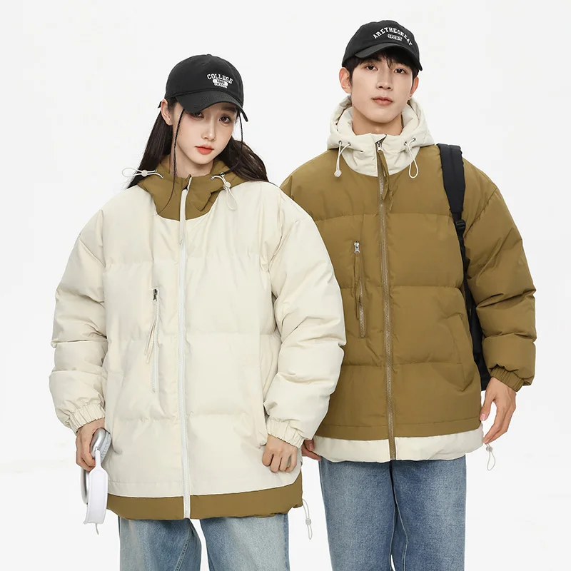 

Men Parkas Cold Resistant Cotton Preppy Style Jacket Men's Thick Windproof Parkas Snow Street Punk Style Parkas Work Clothes