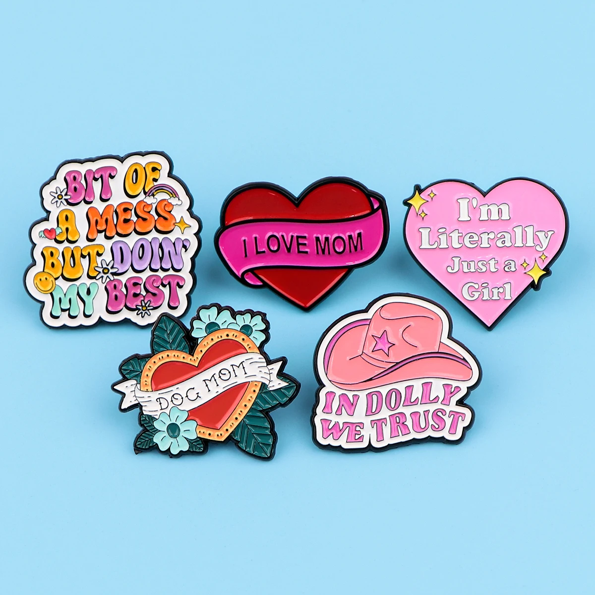 Funny Quotes Enamel Pins Cute Women\'s Brooches Men Lapel Pins Badge on Backpack Costume Accessories Heart Jewelry Mom Gifts