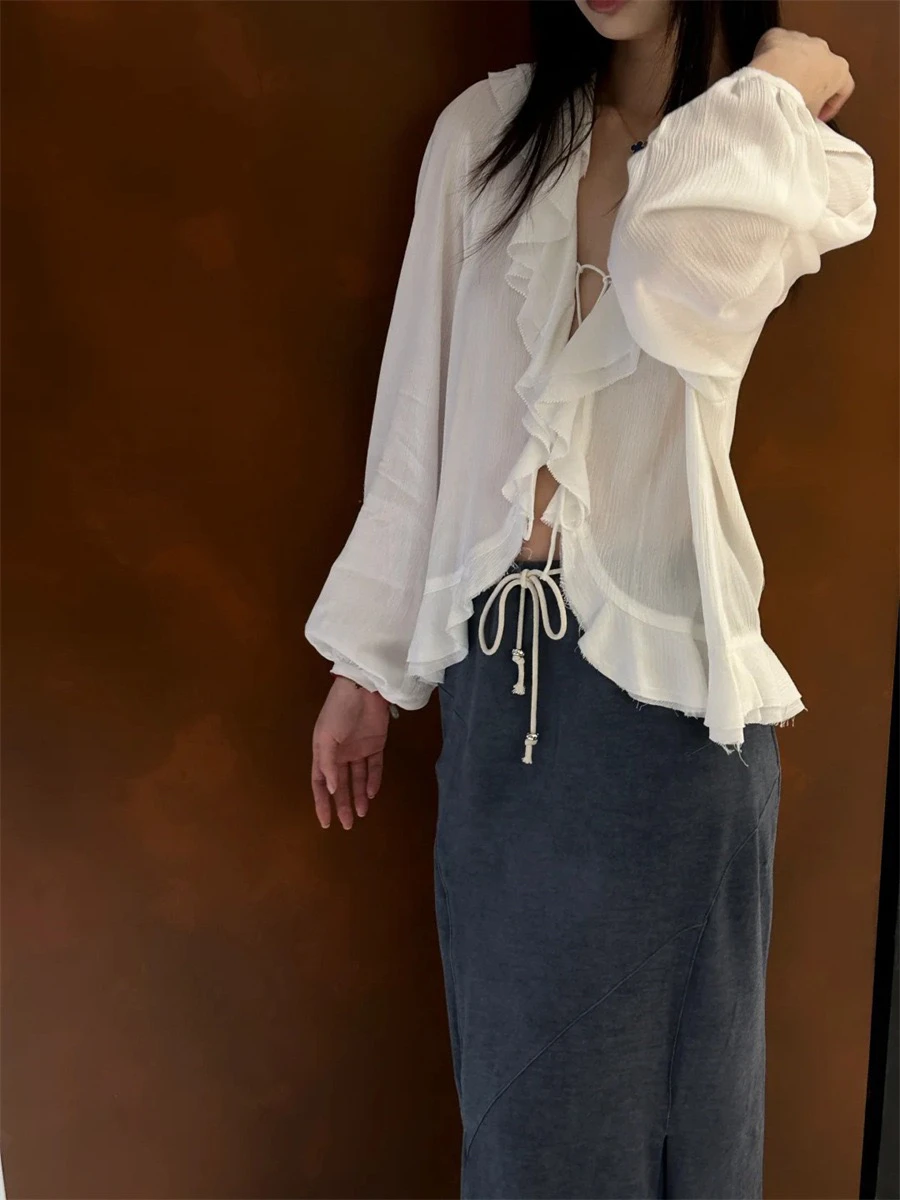 

Soft Gentle Long Sve V-Ne irt Spring Summer New Sle PREON Women's Busin Casual Loose Fit Pure Color irt