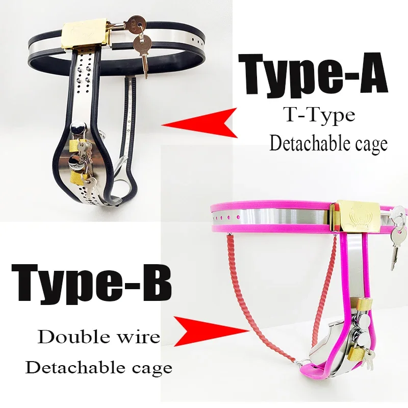 New Stainless Steel Male/female Chastity Belt T/Y Shape Removable Penis Cage Urethral Catheter Bondage Penis Sex Toys for Adult