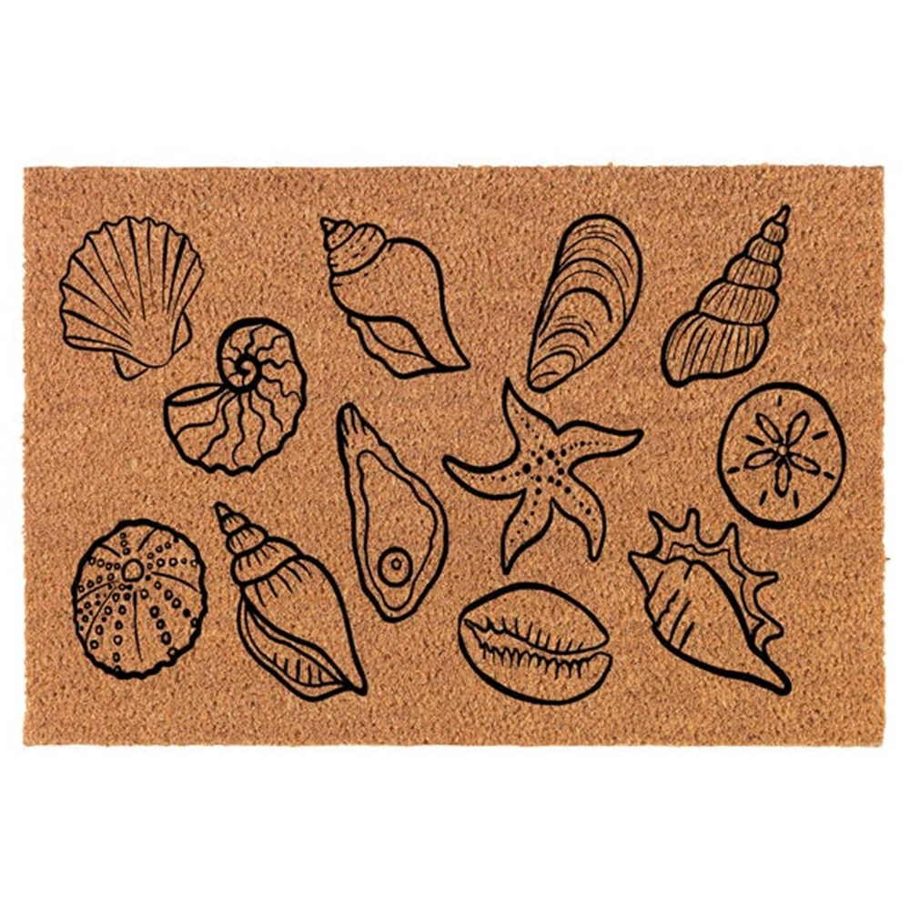 

Custom Sea Shells Ocean Beach Coir Doormat Personalized Welcome Mat for Front Door New Home Closing Gift