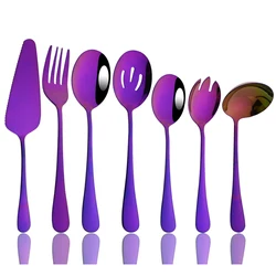 Purple Dinnerware Salad Fork Service Spoon Restaurant Colander Spoon Cake Shovel Soup Spoon Tableware Flatware Cutlery Set