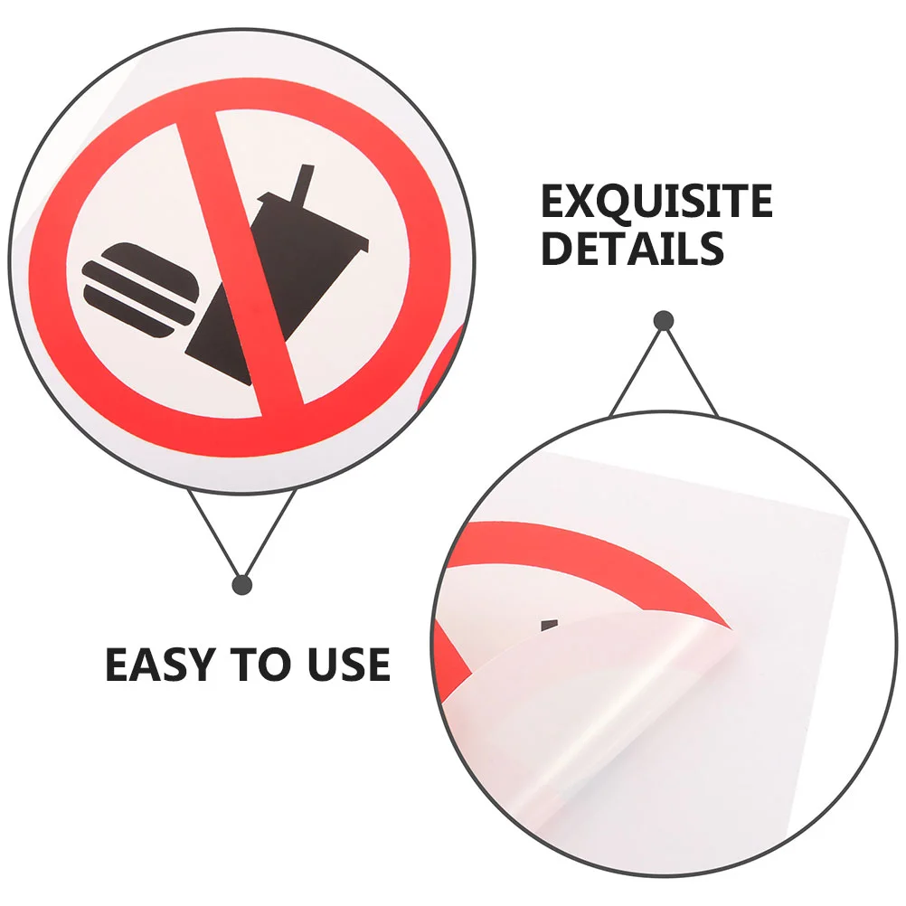 4 Buah Stiker Tanda Kantor Poster Restoran Tidak Makan atau Minum untuk Pintu Makanan Minuman Dalam Ruangan Lucu