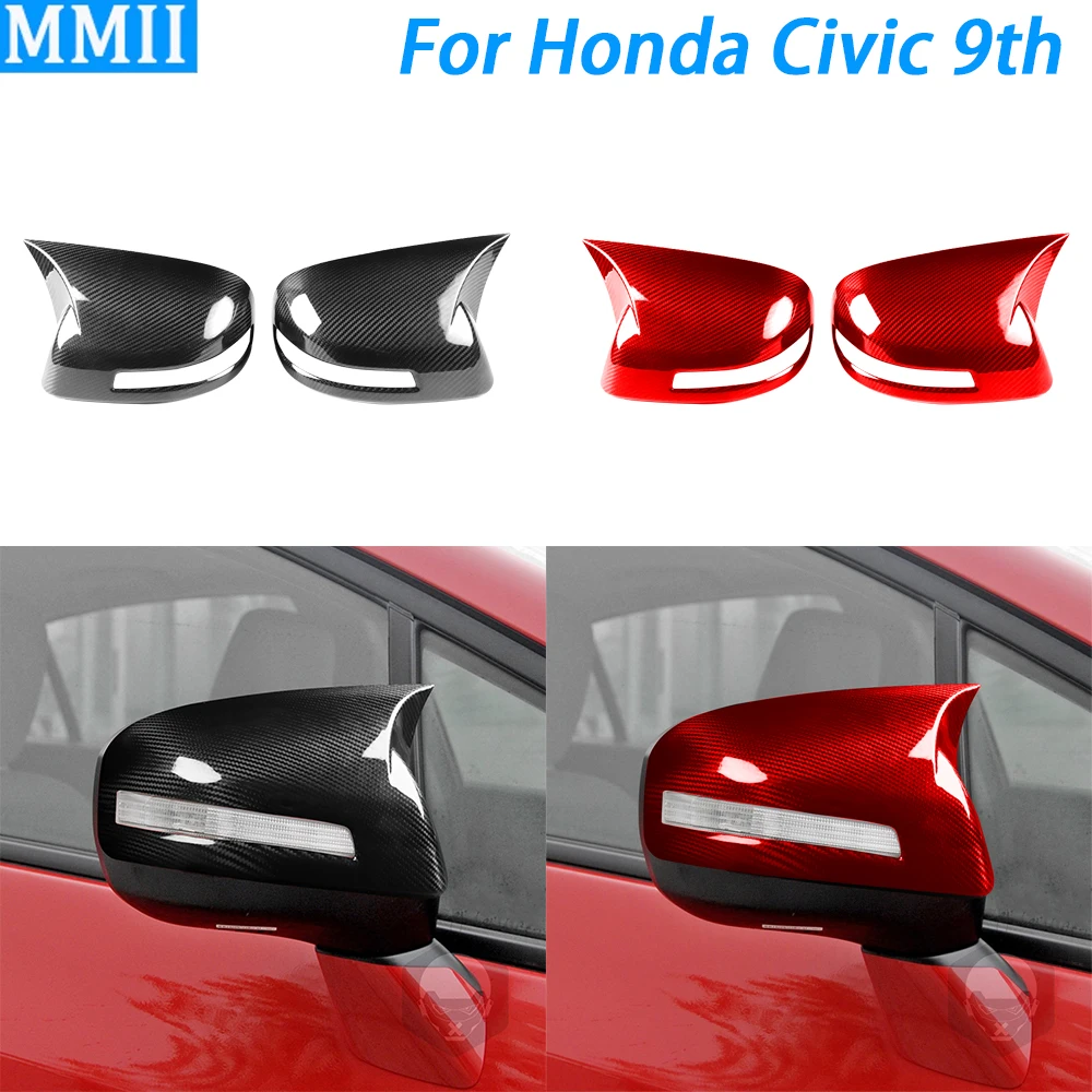 For Honda Civic 9th Gen 2012-2015 Real Dry Carbon Fiber Rearview Mirror Panel Trim Cover Car Decoration Retrofitting Accessories