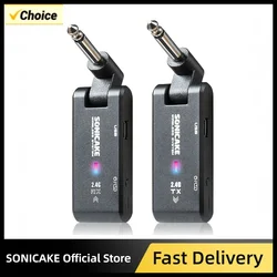SONICAKE 2.4G Rechargeable Guitar Audio Wireless System Guitar Transmitter Receiver for Electric Guitar Bass 30m Distance QWS-10