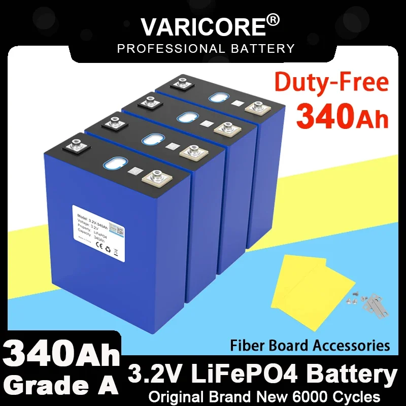 

3.2V 340Ah Lifepo4 Rechargeable Battery Lithium Iron Phosphate for 12v 24v Travel Solar Campers Golf Cart Yacht Grade A Tax Free