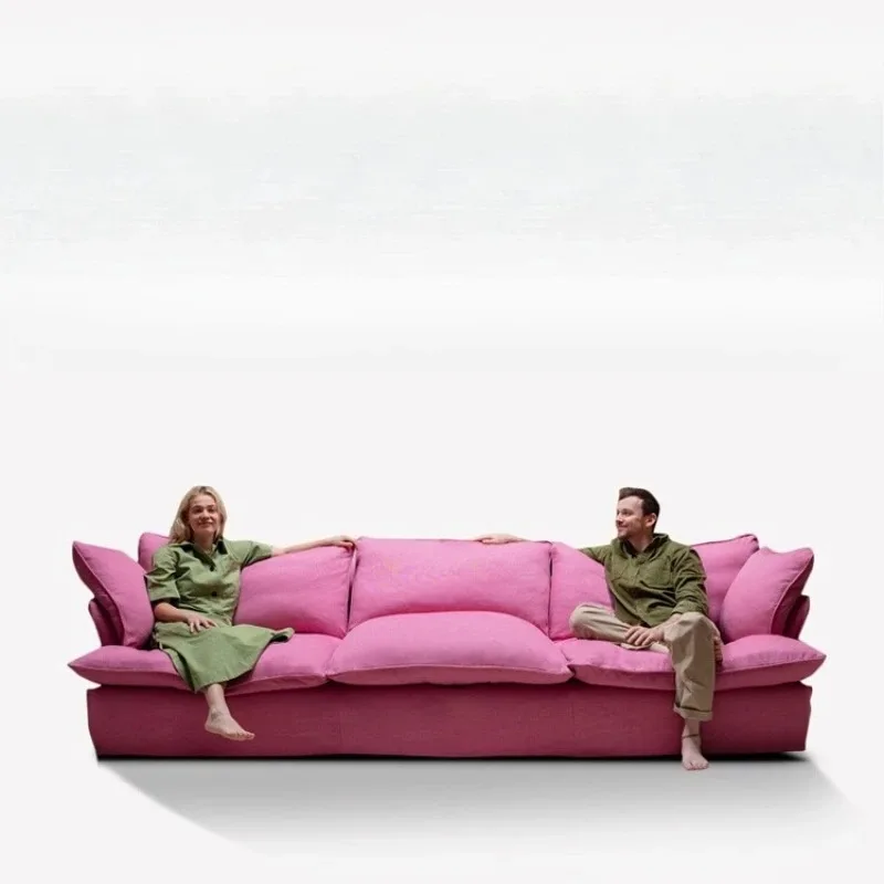 أريكة سحابة ملونة كريم وابي كتان الرياح أسفل وحدة مصممة من القماش القابل للإزالة والغسل #1