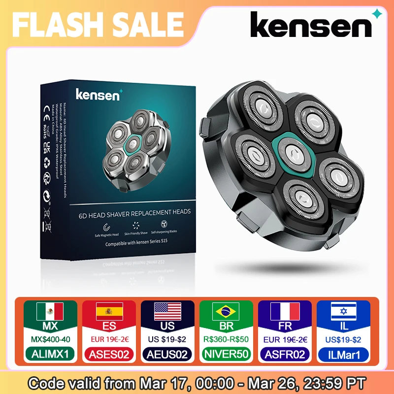 KENSEN S15 헤드 면도기 용 교체 블레이드 FK-8750 커터 용 6D 자기 면도기 헤드 방수 스테인레스 스틸 면도날