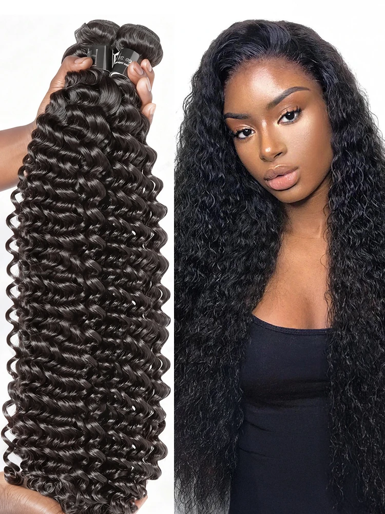 Burmese 30 36 Inch Deep Wave 100% Human Hair Bundles Remy Raw Virgin Water Curly 3 4 Pcs Double Weft Braiding Hair Extension