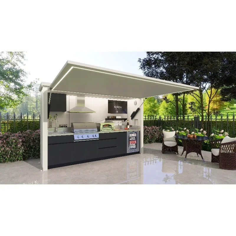 Customized Luxury Outdoor Garden BBQ Kitchen Cabinet Stainless Steel 304 with Metal Frame Shed Easily Assembled