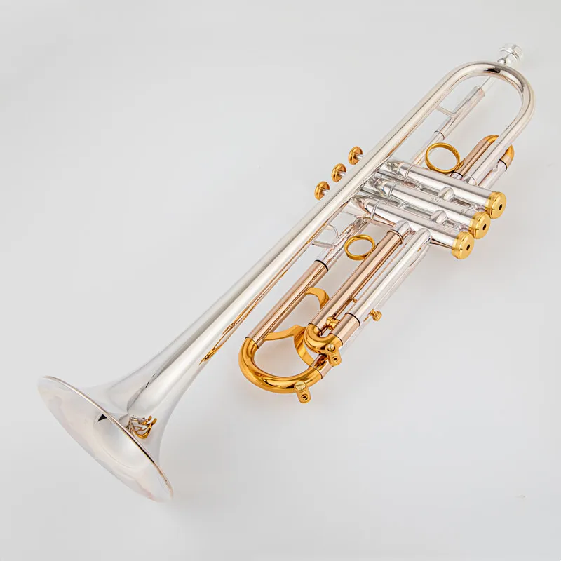 New 9345 Bb Trumpet Instruments Surface Golden Silver Plated Brass Bb Trompeta Professional Musical Instrument