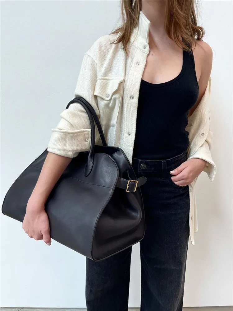 Brand Designer Office Ladies Work Large Capacity Totes Cowhide Genuine Leather Handbag Women Softshell Underarm Shoulder Bags