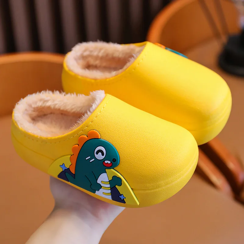 Children\'s Cartoon Slippers Winter Kids Shoes Warm Waterproof Non-slip Girl Home Indoors Slippers Boy Parent-Child Cotton Shoes