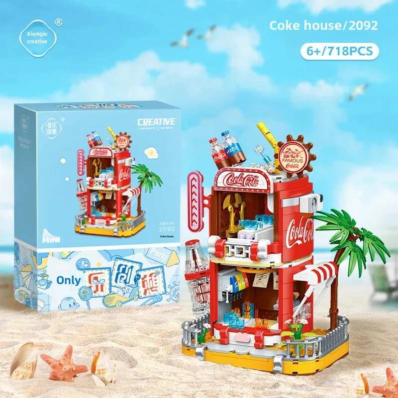 Unique Imagination Coca-cola House Coffee Shop Display Piece Compatible Lego Blocks Educational Assembled Toy For Children