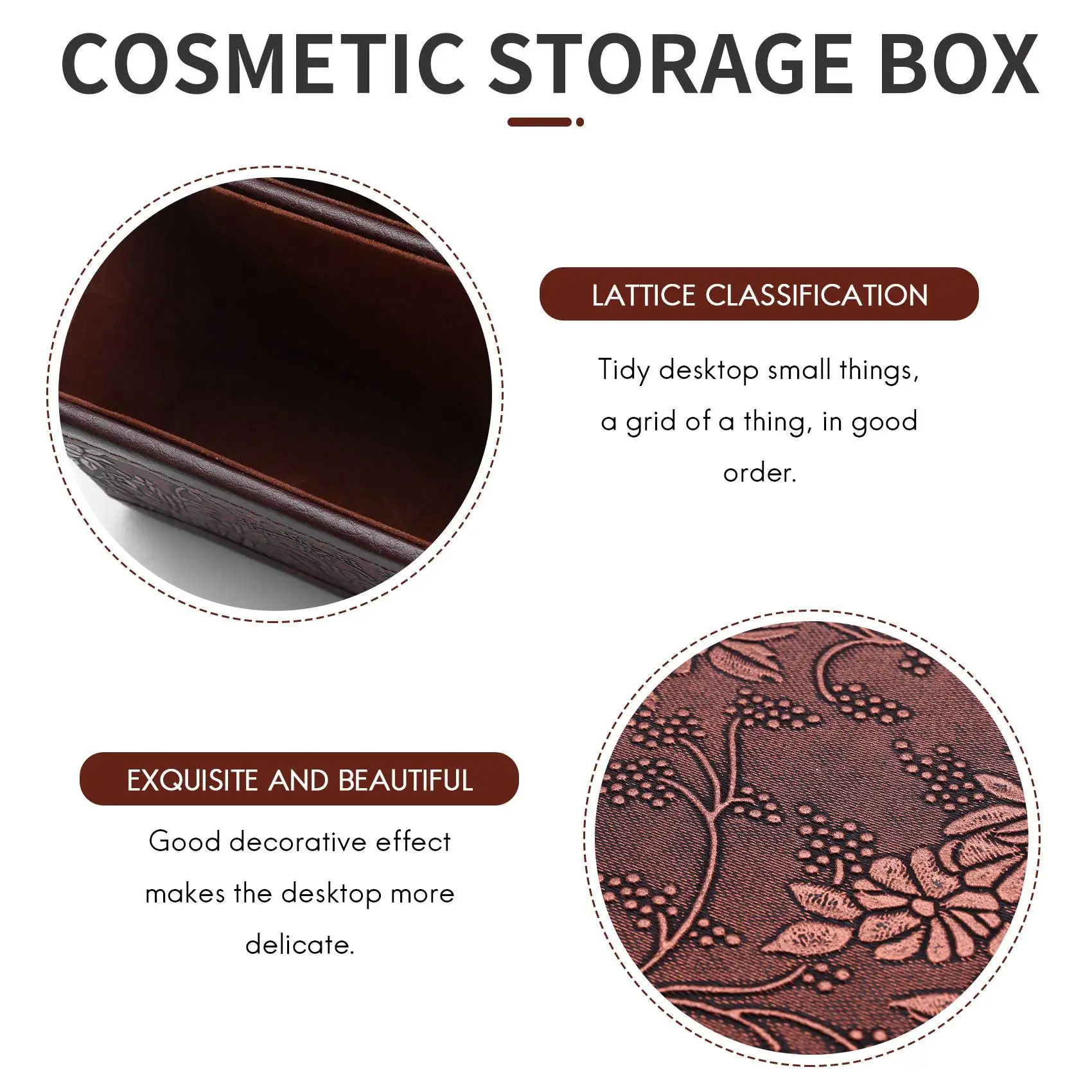 X11AA Retro PU Leather Cosmetic Storage Box Remote Control Phone Holder Table Organizer for Home Office Storage Case