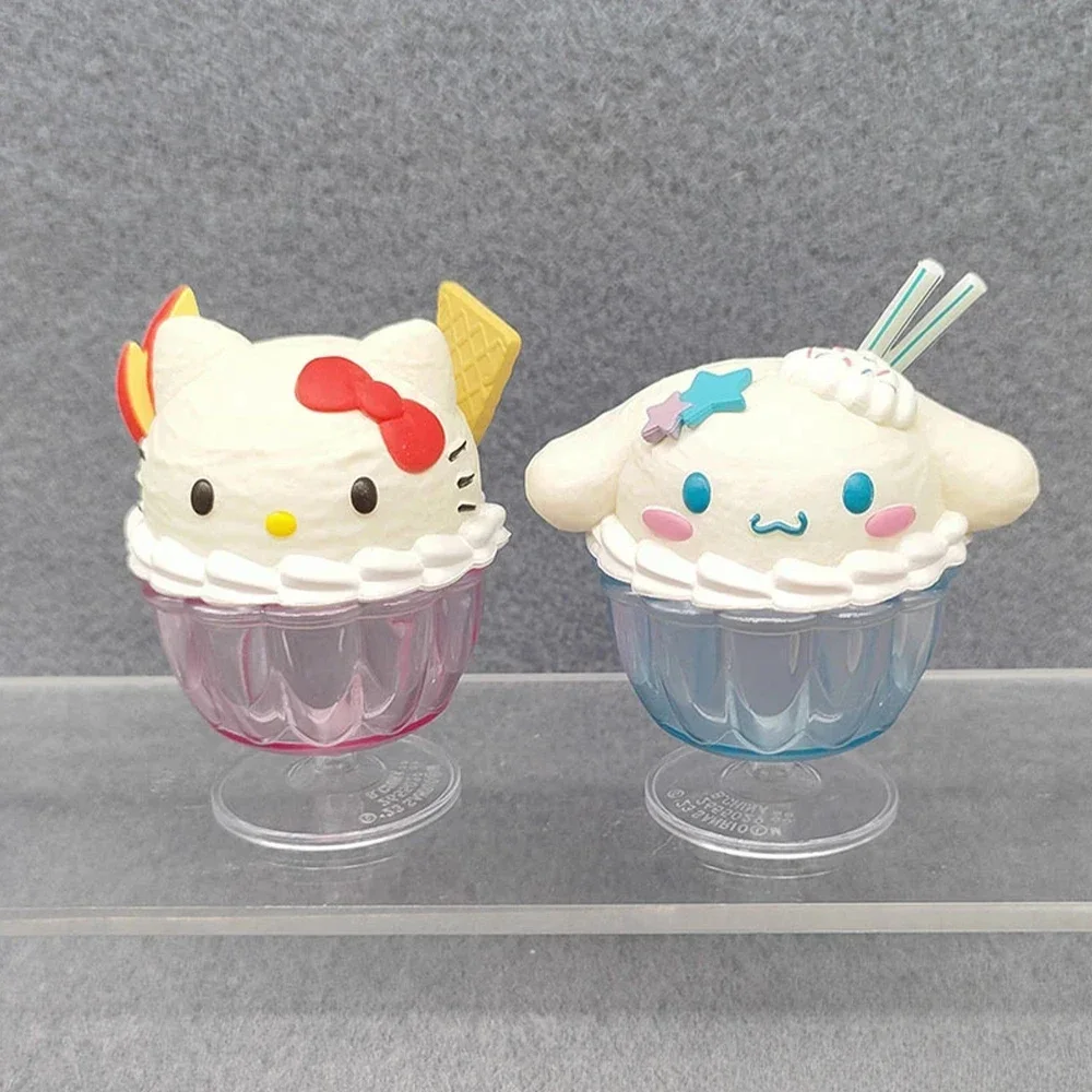 Hello Kitty Sanrio Figurka Model Zabawki Anime Deser Lody Kubek Kawaii Cinnamoroll Dekoracja Pulpitu Śliczne Pudełko Niespodzianka Prezenty