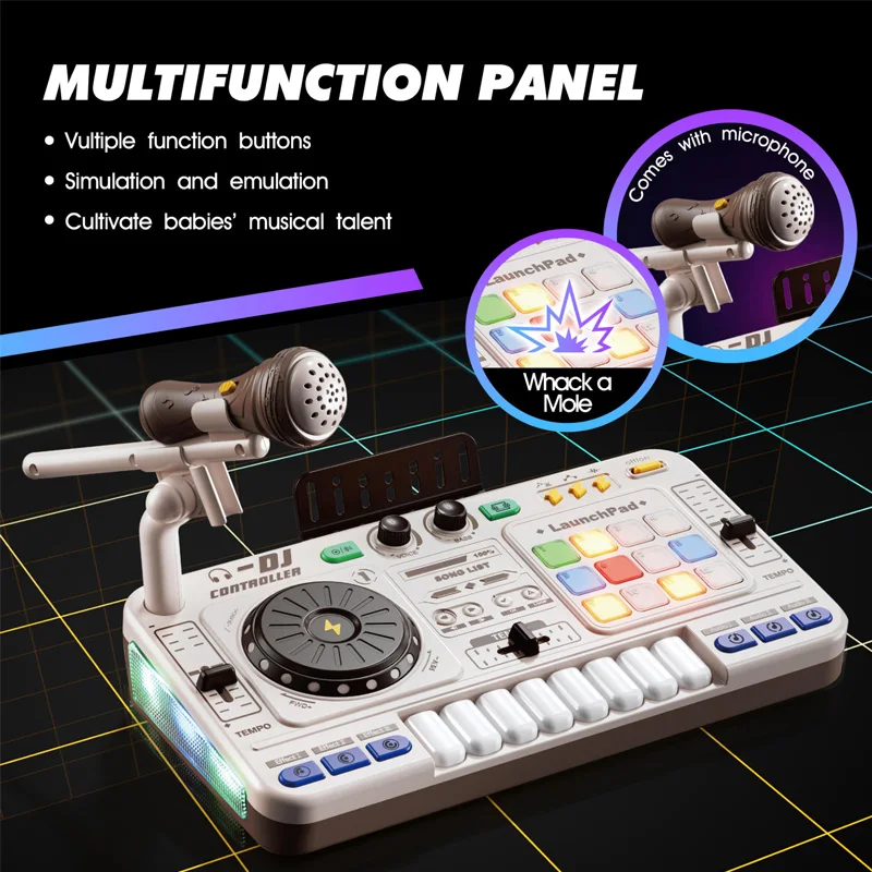 Children's Beginner Educational Electric Musical Instruments Keyboard Simulation Multifunction Microphone DJ Mixer Toys for Kids