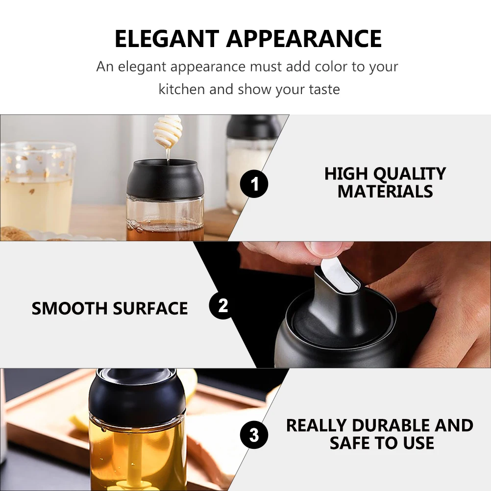

4 Pcs Glass Jar Kitchen Spice Containers Condiment Pots Storage Set Sugar Salt Pepper Honey Condiment Pots Jar
