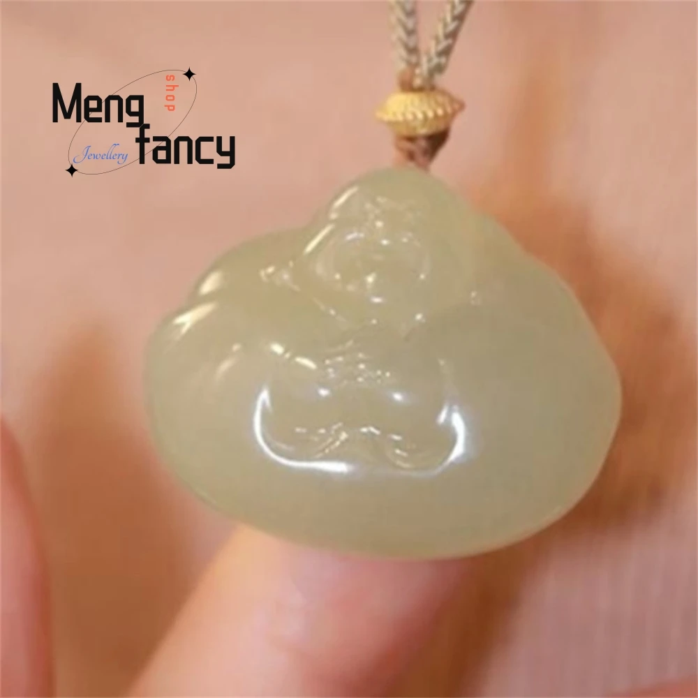 

Maitreya Buddha Pendant Hugging Buddha Jade Clear Water Color Hugging Buddha Pendant, Big Belly Buddha Jade Pendant Best Selling