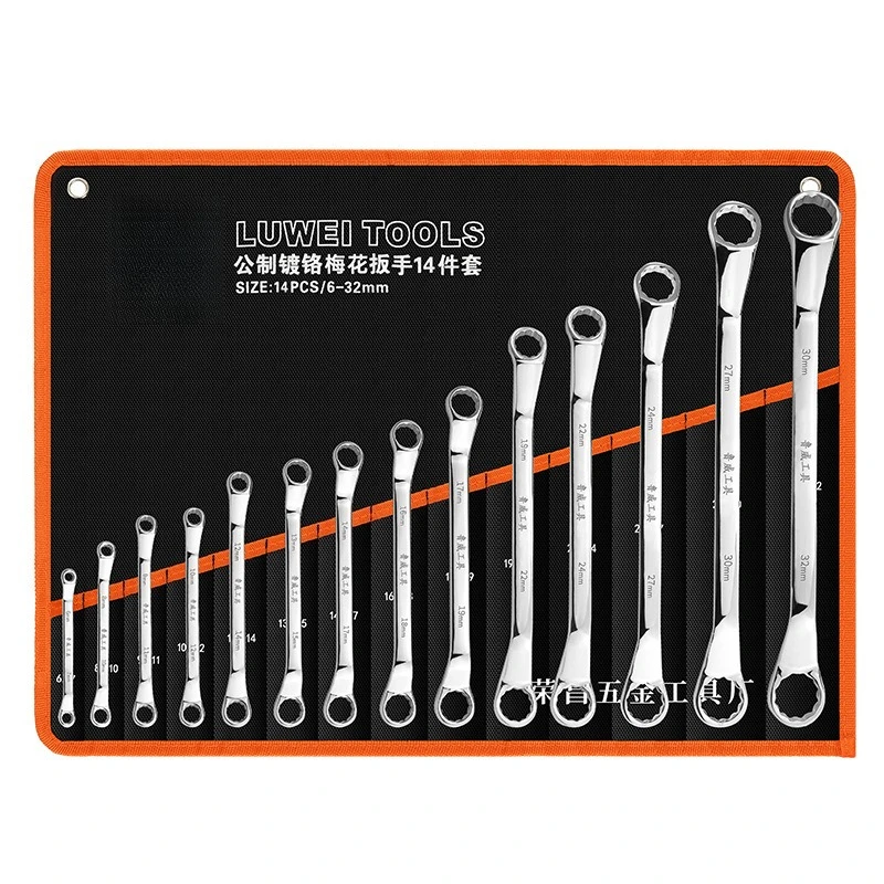 Mirror Double End Box Wrench Set 6-32mm Glasses Spanner 8pcs 10pcs Mechanical Repair Box Spanner Kit view 5