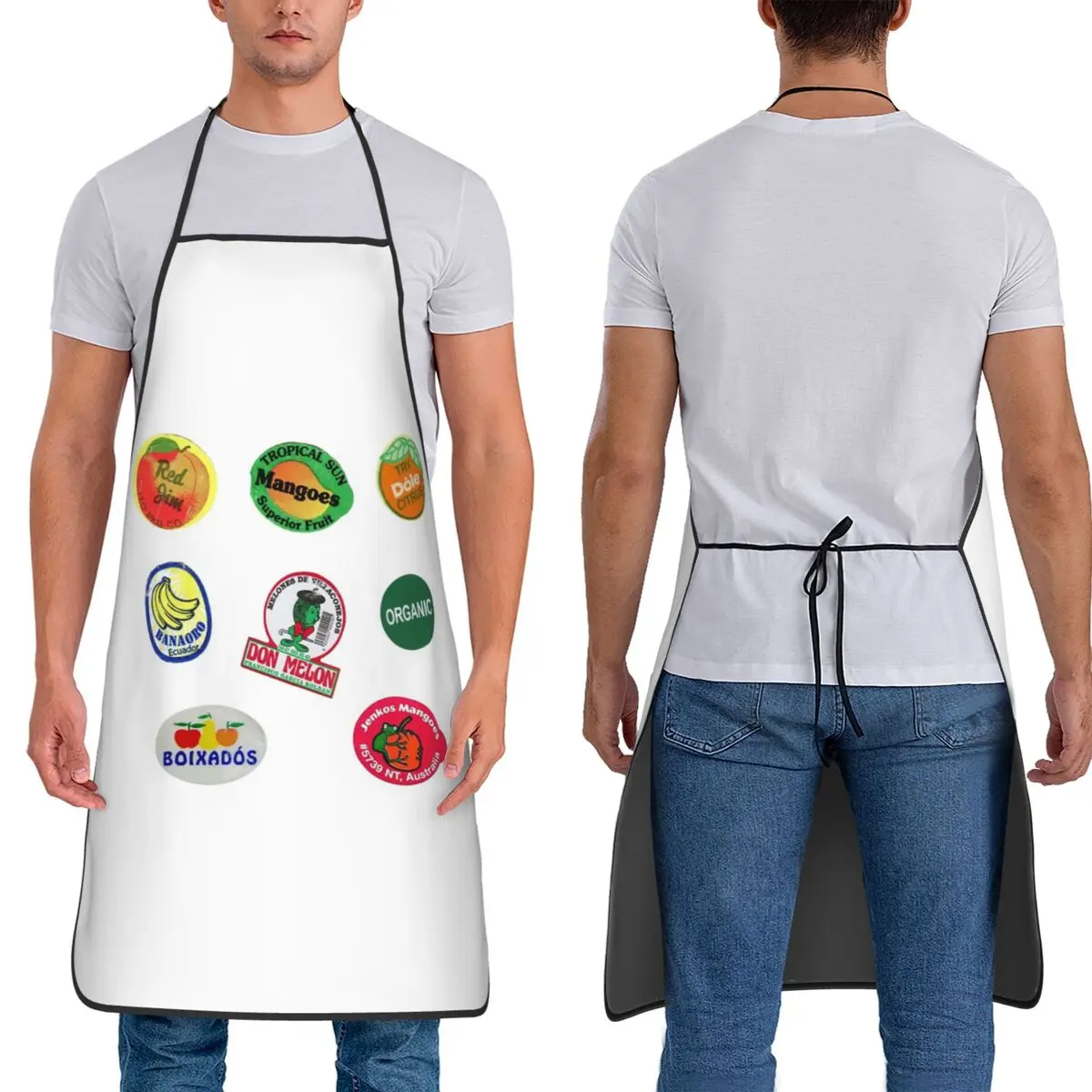 Retro Fruit Sticker Labels Vintage Sticker Pack Aprons Chef Baking Tablier Bib Kitchen Cleaning Pinafore for Women Men Painting