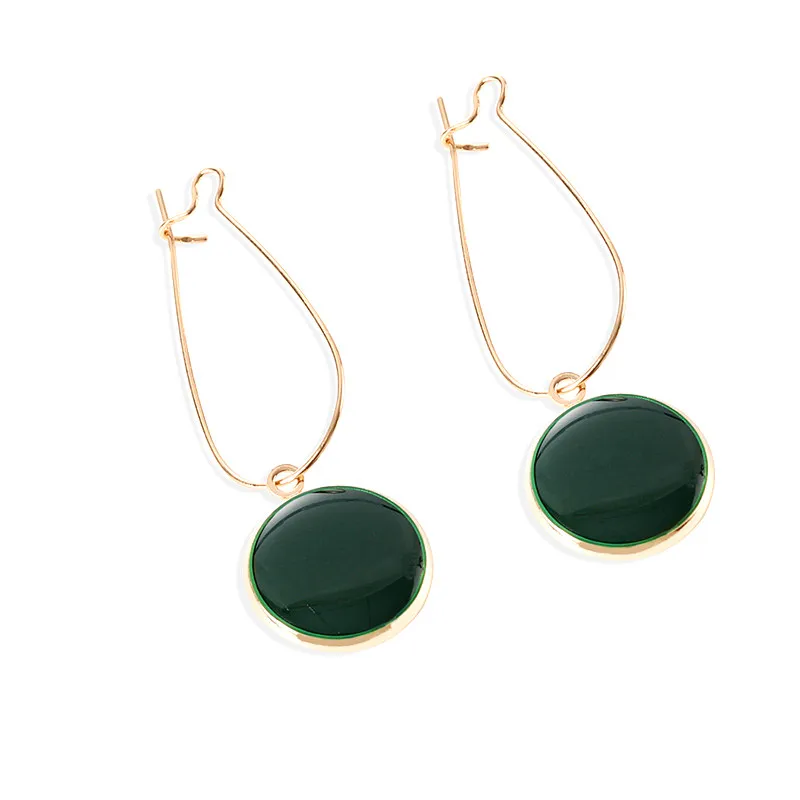 Hot Simple Green Circle Small Fresh Girl Earrings Female Character Good Quality Pendant Earrings