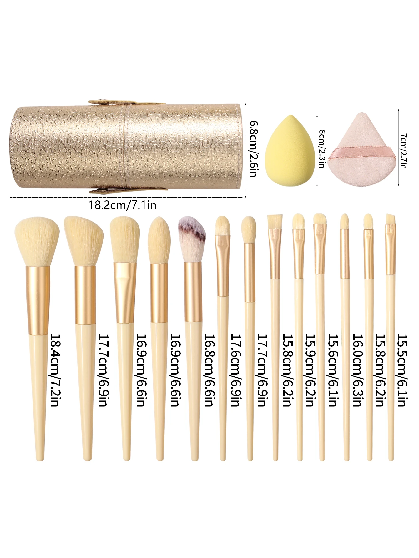 1/3/13/20 Professional makeup brush set,including 13 brushes,3 makeup sponge eggs,3 triangular powder puffs and 1 storage bucket
