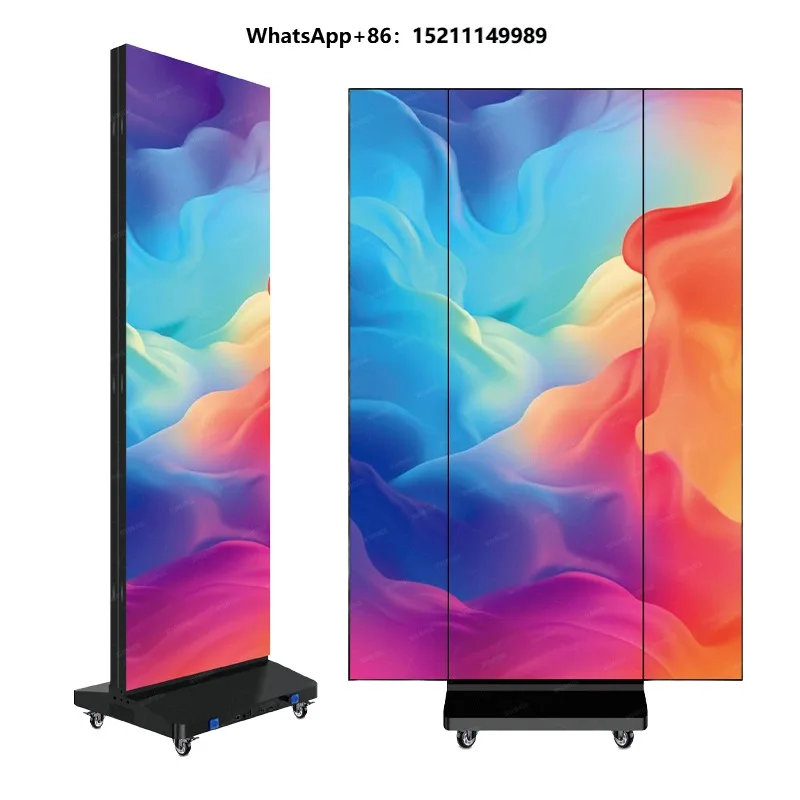 Portable Tri-fold P2.5 LED Video Wall Advertising Screen with Animation Movable Indoor Trade Show Exhibition Retail Shop