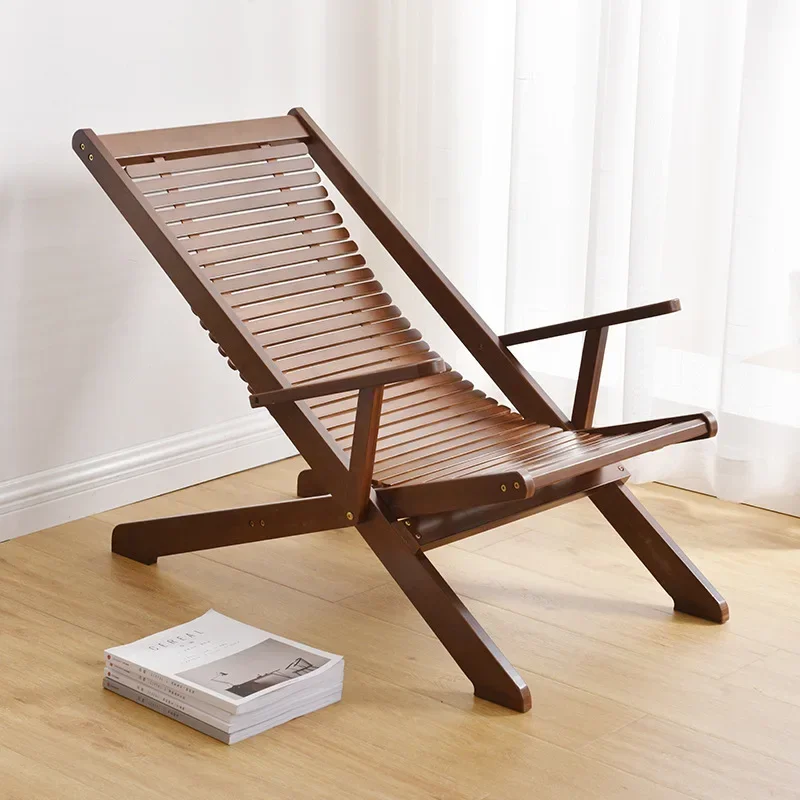 Portable Folding Low, Sit Sea Relax Stripe Teak Foldable Recliner Sun Outdoor Wood Leisure Beach Lounge Deck Chairs