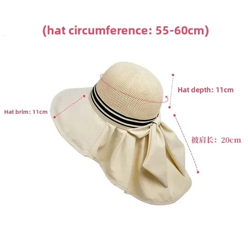 Breathable Summer Fashionable Fishing Cap Large Brim Sunshade Hat for Women Outdoor Cycling Scarf Neck Protection Sunscreen Hat