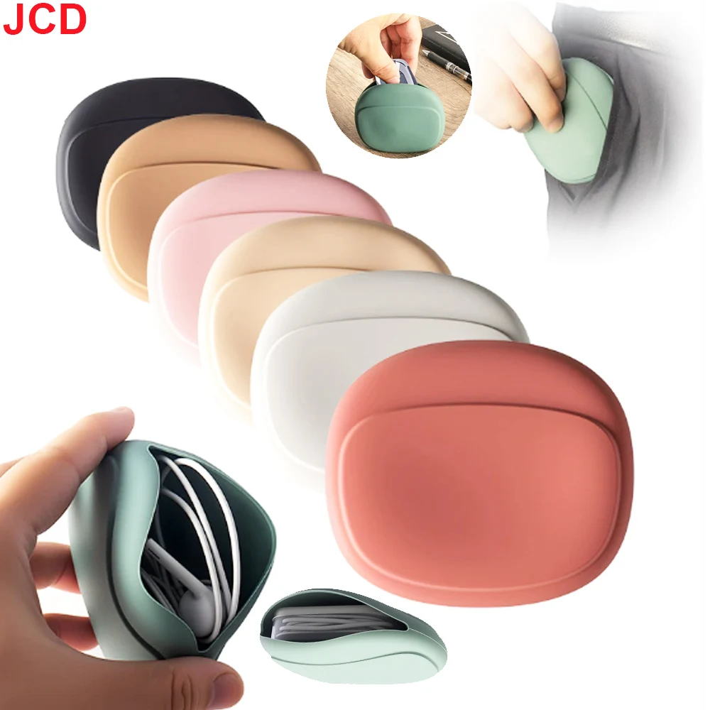 

JCD 1pc Headphone Storage Box Silicone Earphone Data Cable U Disk Organizer Cute Coins Purse Case Bag Home Travel Business Trip