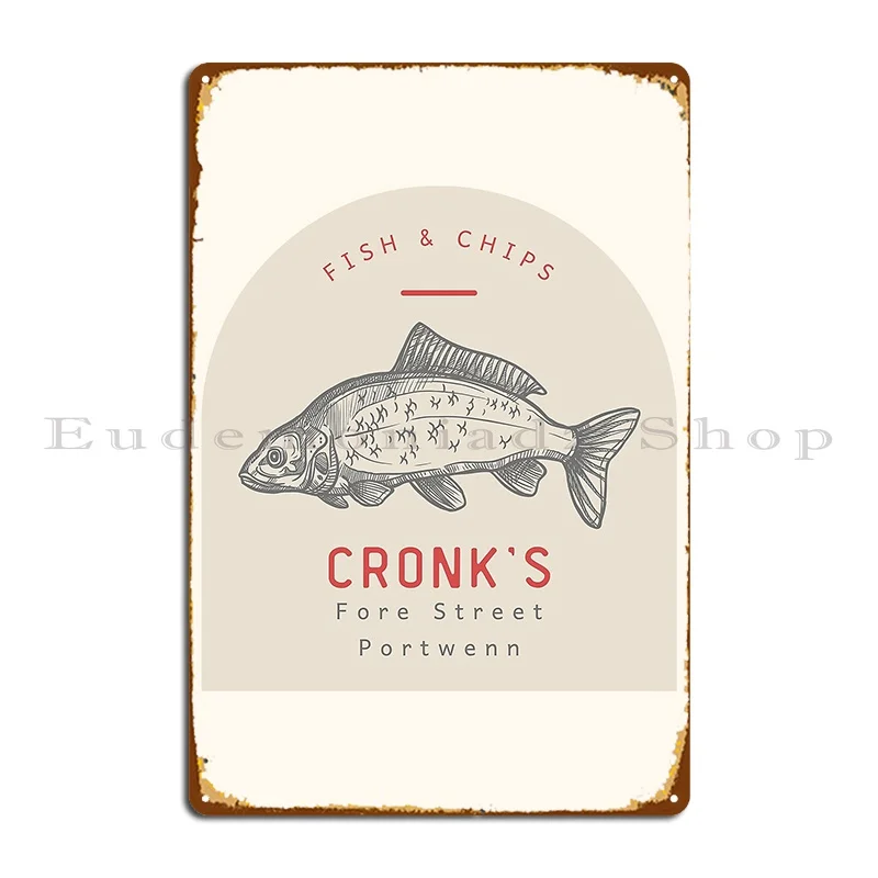 Doc Martin Cronk S Fish And Chips Portwenn Port Isaac Cornwall Dark Sonnyboydesigns Metal Plaque Classic Kitchen Tin Sign Poster