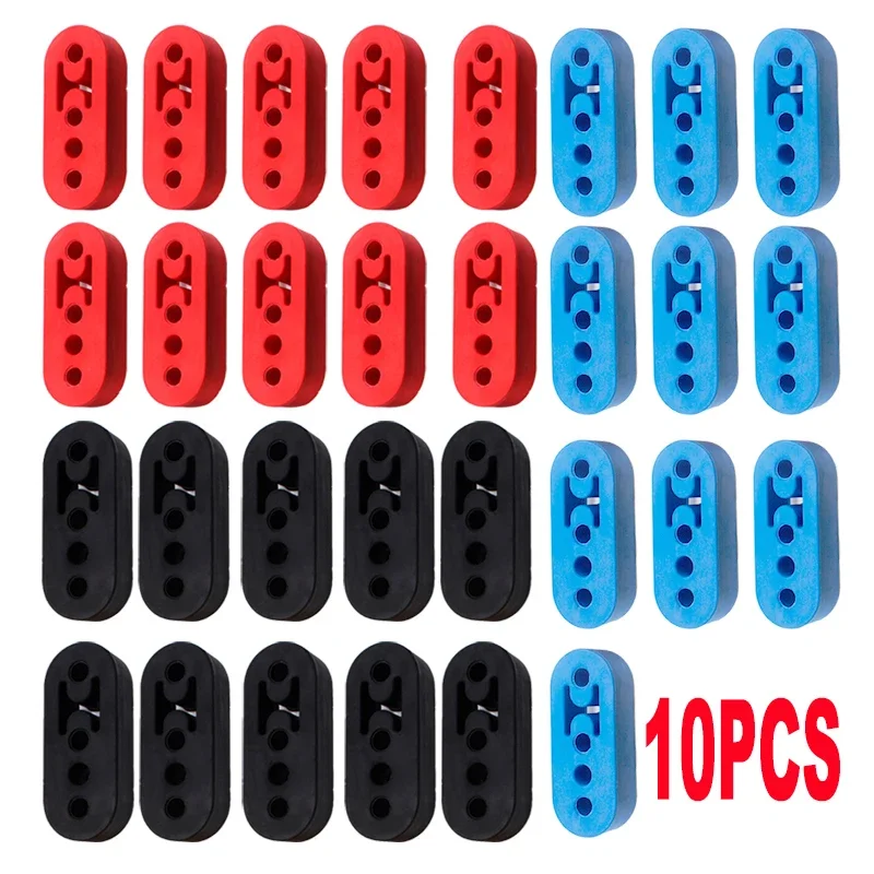 

10PCS Universal 4 Holes Car Rubber Exhaust Tail Pipe Mount Brackets Hanger Insulator Bracket Rubber Mount Black Blue Red OD:11mm