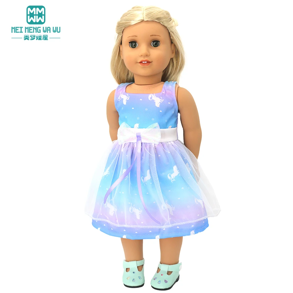 Doll Clothes for 43-45cm New Born American Doll Fashion T-Shirt Overalls Princess Gauze Skirt Gift for Girls