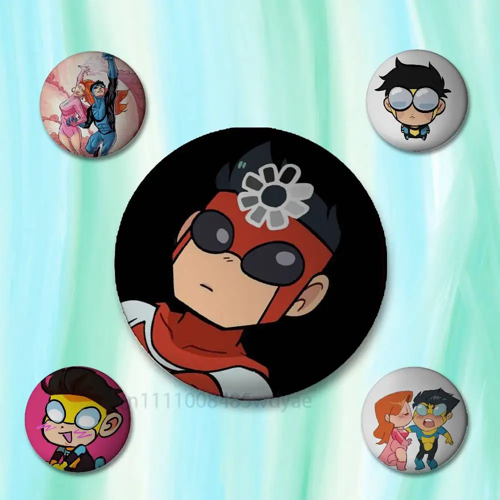 

Super Hero I-Invincible Icons Badges 25 32 44 58 75 mm Round Cosplay Pin Fans Collect Friends Gifts Brooch Souvenir Custom