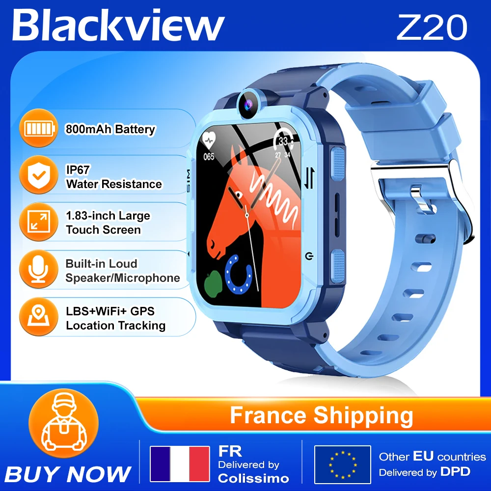 Blackview Z20 Smart Watch for Children 1.83'' Video Call Monitoring Tracker Location SOS front camera Single Card GPS WIFI
