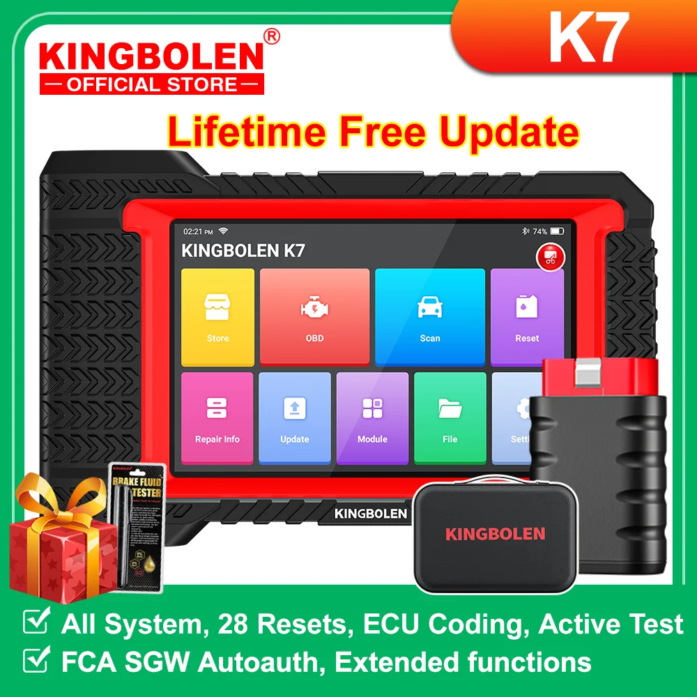 Lifetime Free Update KINGBOLEN K7 ALL System car Diagnostic Tools ECU Coding Active Test 28 Resets PK LAUNCH X431 CRP919E BT