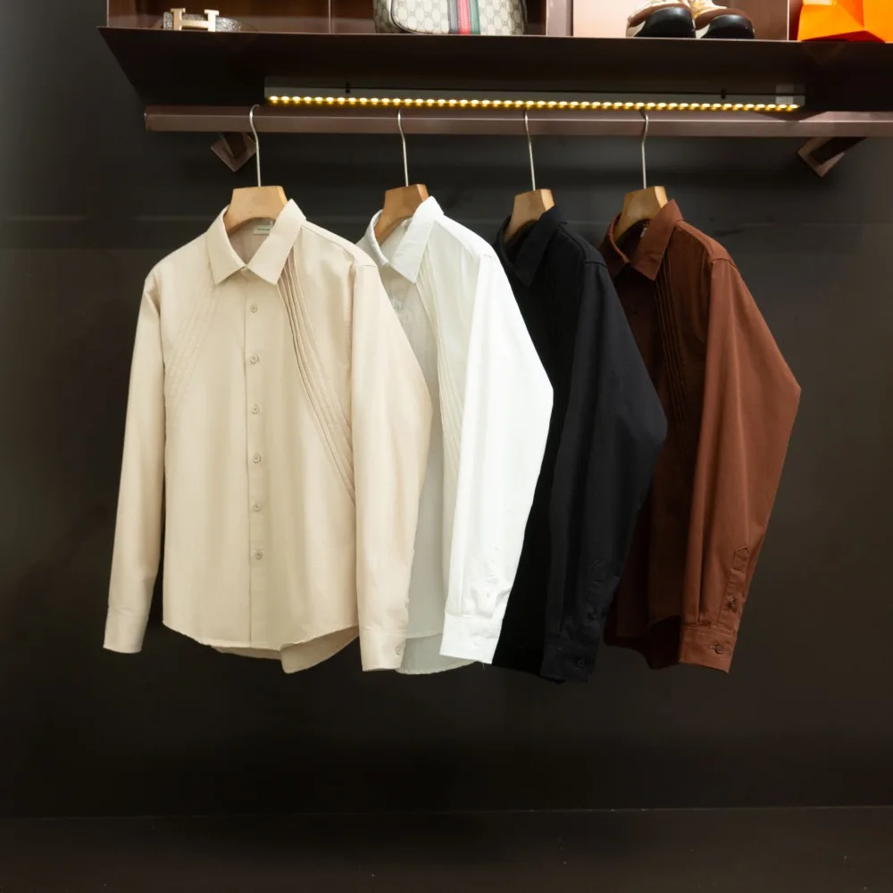 

Men Shirt Cotton 100℅ Elegant Old Money Man Social Japanese Style Overfit Black Long Sleeve Fashion Streetwear White Blouse Top
