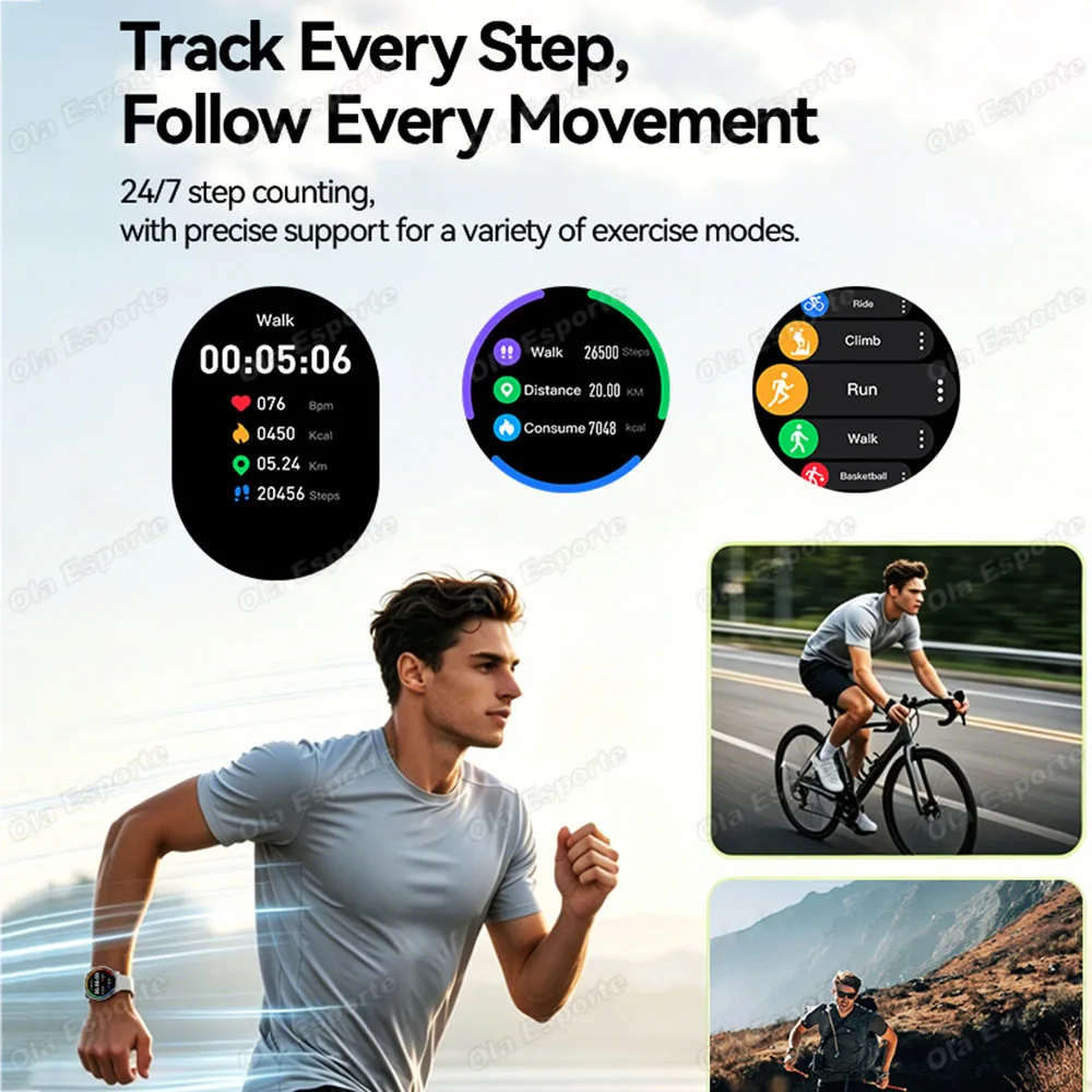 Ola Esporte Smart Watch Heart Rate Sleep Monitoring Bluetooth Call Dynamic Island Health Monitor Weather Sports Smartwatch H10