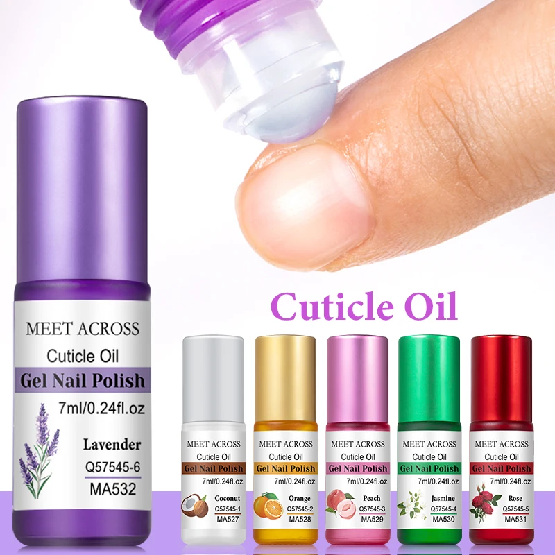 MEET ACROSS 7ml Olio per cuticole Nutriente per la cura delle unghie con rosa, arancione, jojoba e vitamina C, trattamento idratante senza alcol