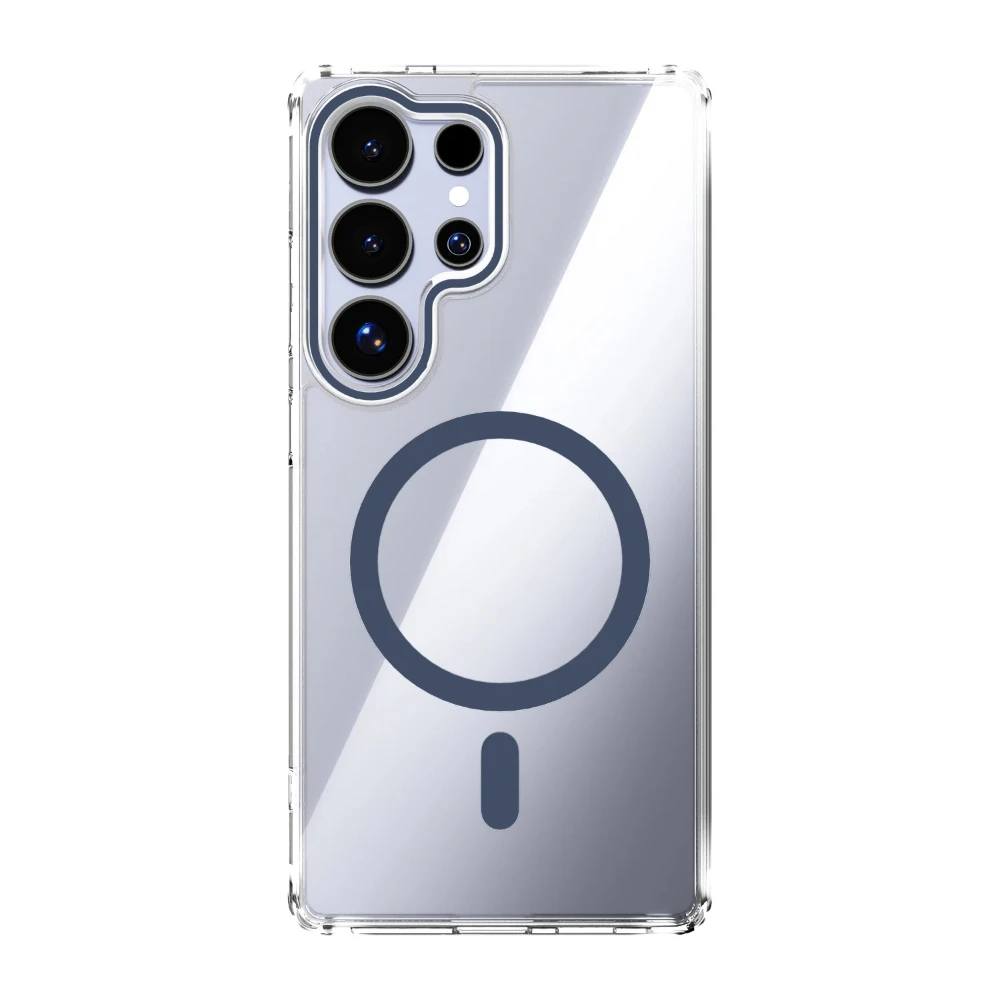 

S25 Ultra Transparent Strong Magnetic Suction Phone Case for Samsung Galaxy S25 Edge Plus Wireless Charging TPU+PC+acrylic Cover