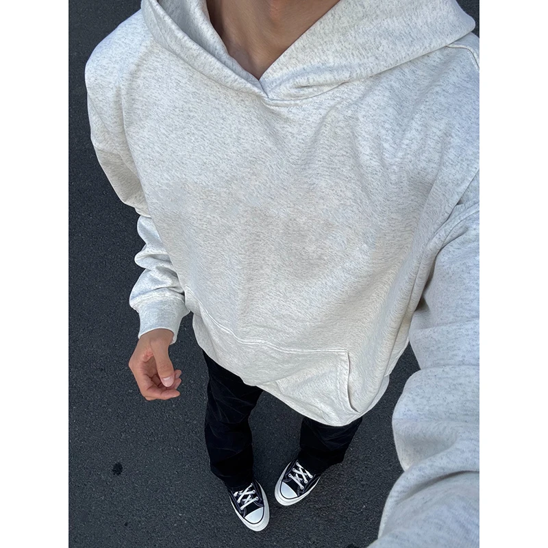 

Мужская толстовка с капюшоном, белая, с цветочным принтом, базовый слой, осенняя, для многослойного ношения, в американском стиле Cleanfit, повседневная, свободного кроя, с длинными рукавами