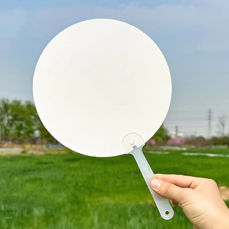 10 Uds. Abanico de mano redondo en blanco DIY abanico de mano chino puesta en escena abanico de mano decoración de pared para manualidades DIY hacer abanico de grafiti de mano