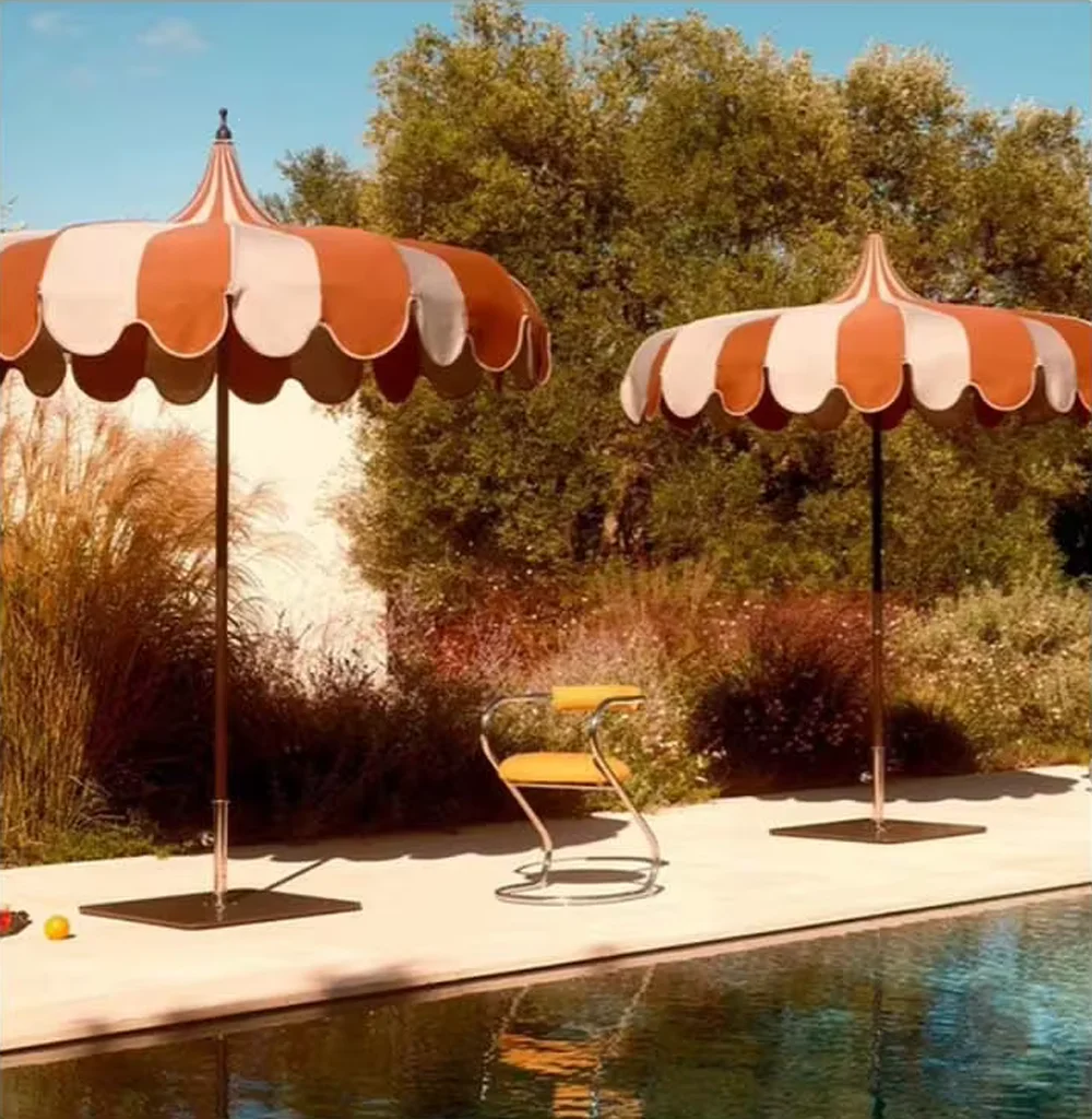 New Portable Beach Umbrellas Garden Vintage Fringed Outdoor Market Umbrella Striped Pagoda Parasol