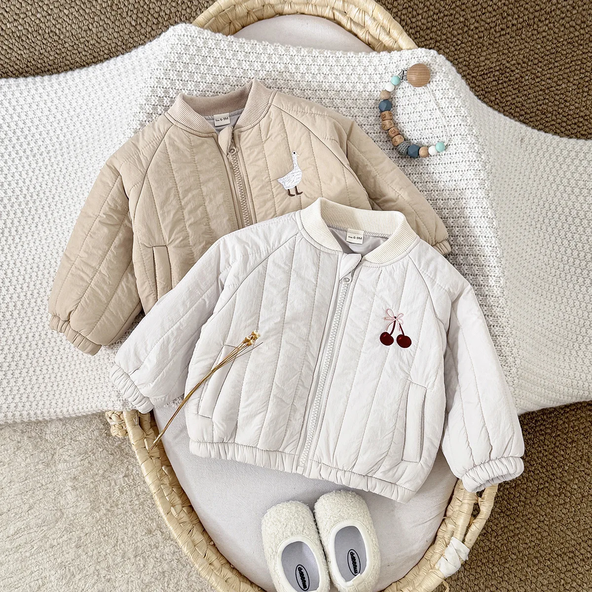 Children's Autumn and Winter Clothes Jacket New Western-style Boys and Girls Warm Embroidery Korean Cotton Jacket Outerwear